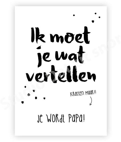 Voorbeeld van een zelfgemaakte zwangerschapsaankondigingskaart met 'Je wordt papa' erop.