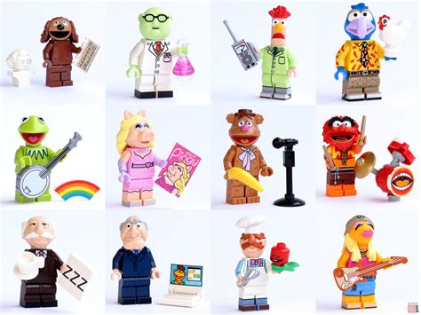 Illustratie van de verschillende LEGO Muppets minifiguren uit serie 22