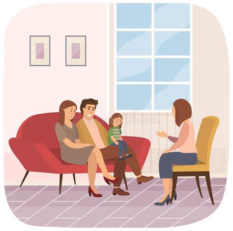 illustratie van een gesprek tussen ouders en een kinderopvangmedewerker