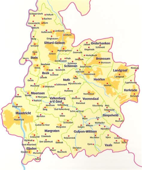 Kaart van Zuid-Limburg met focus op gezondheidsinitiatieven