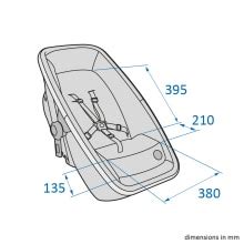 Overzicht van de Maxi-Cosi Alba in de verschillende standen: reiswieg, ligstoel en kinderstoel.