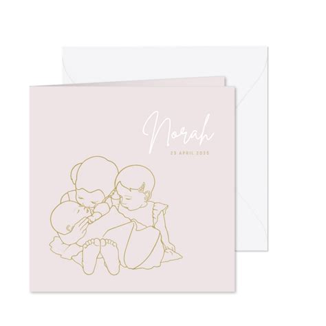 Illustratie van een schattig baby'tje met een geboortekaartje.