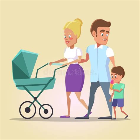 Illustratie van een pasgeboren baby in een reiswieg van een kinderwagen, gericht op de ouder.