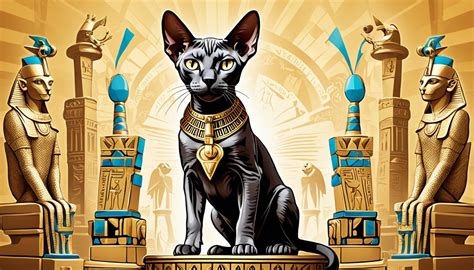 Historische illustratie van een Egyptische kat die lijkt op een Sphynx.