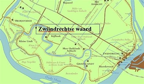 Historische kaart van de Zwijndrechtse Waard met aanduiding van Hendrik-Ido-Ambacht