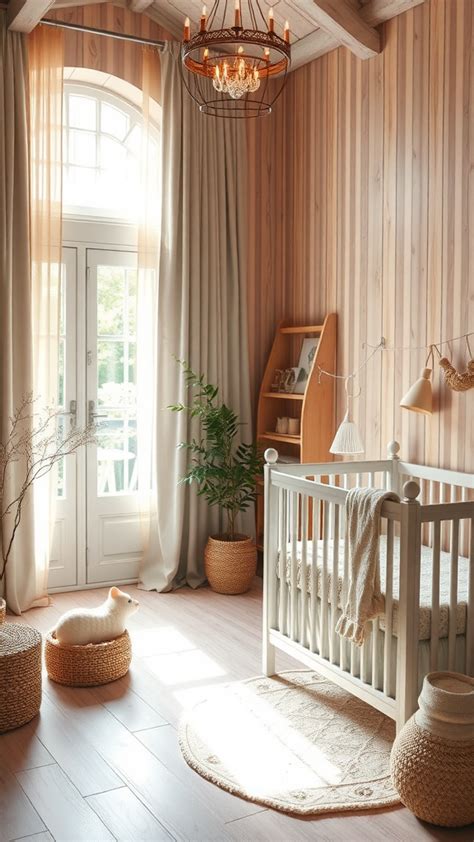 Een sfeervolle, afgemaakte babykamer.