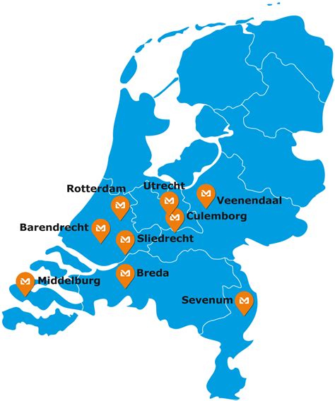 Kaart van Nederland met de locaties van de actieve VSV's.