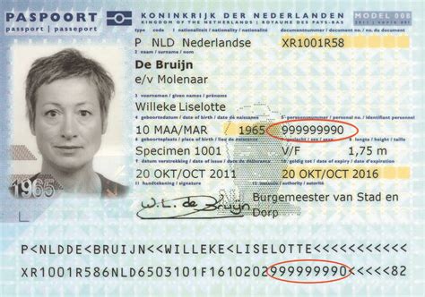 Locatie van het Burgerservicenummer (BSN) op een Nederlands paspoort