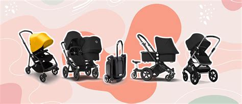 Overzicht van kinderwagens en autostoeltjes in verschillende modellen en kleuren