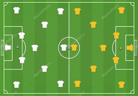 Illustratie van een voetbalveld met spelers