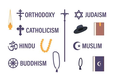 iconen die de verschillende religieuze tradities (Boeddhisme, Hindoeïsme, Jainisme, Christendom) vertegenwoordigen