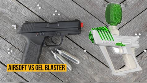 Infographic met de verschillen tussen Gel Blaster, Airsoft en Paintball