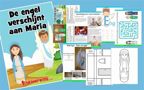 Illustratie van de engel Gabriël die aan Maria verschijnt