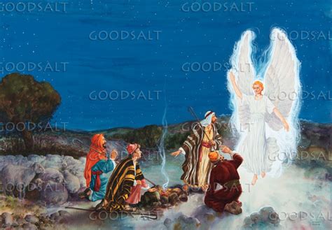 Illustratie van engelen die aan herders verschijnen