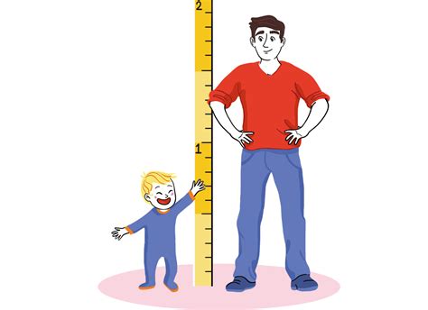 Illustratie van hoe de lengte van een staand kind gemeten wordt tegen een muur.