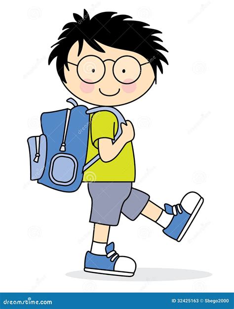 Illustratie van een kind dat naar school gaat