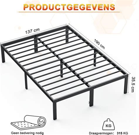 Illustratie van een bedframe met lengtebalk ter ondersteuning van een elektrische lattenbodem.