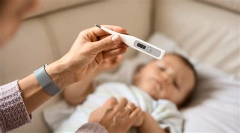 illustratie van een kind met lichte koorts en moeheid na vaccinatie