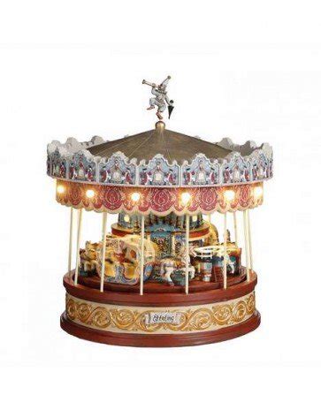 Verzilverde muziek carrousel met hobbelpaard en fotolijst