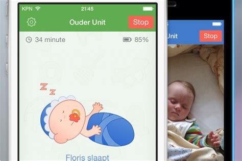 Illustratie van de Babyfoon 3G app op verschillende apparaten (smartphone, tablet, computer) met icoontjes voor audio, video en bereik