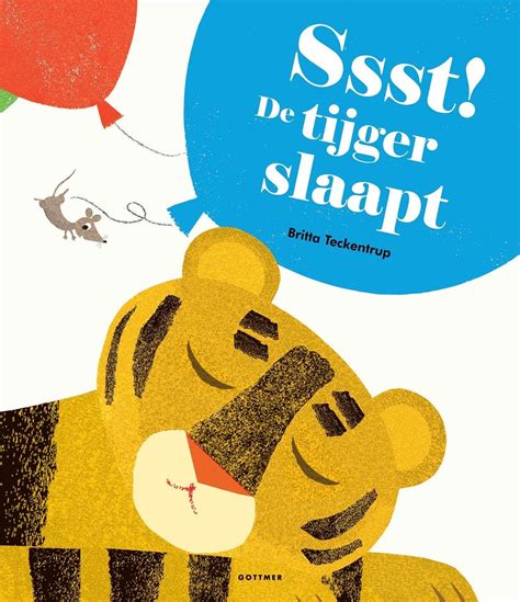 Illustratie van dieren die voorzichtig over een slapende tijger heen sluipen.