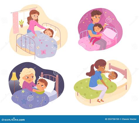 Illustratie van een ouder die een baby verzorgt, met elementen als drinken, ventileren, en stomen.