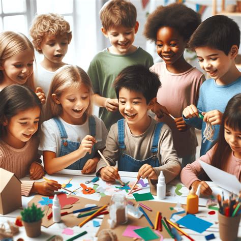 Kinderen die creatief bezig zijn in het atelier van CompaNanny