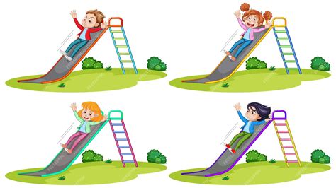 Twee kinderen glijden tegelijk van een dubbele taludglijbaan.