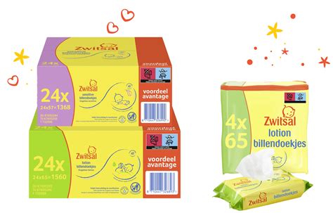 Illustratie van Zwitsal lotion billendoekjes met de belangrijkste ingrediënten zoals zinkzalf en kamille