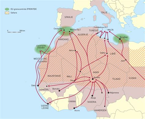 Kaart met de migratieroutes van ooievaars, die hun transformatieve reis illustreert.