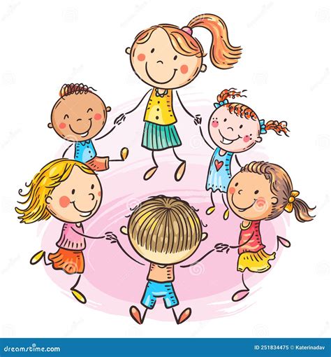 Illustratie van vrolijke kinderen die samen spelen in een kleurrijke omgeving.