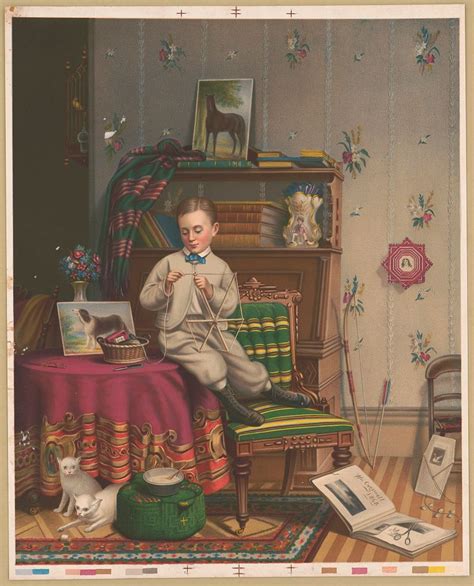 Een historische litho uit 1869, waarop een Amerikaans jongetje een zeshoekige vlieger bouwt.