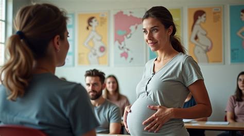 Illustratie van een zwangerschapscursus met aanstaande ouders