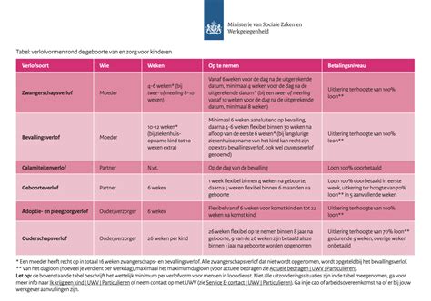Infographic met de verschillende vormen en duur van ouderschapsverlof.