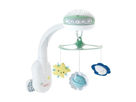 Een Infantino 3-in-1 muziekmobiel met actieve projector.