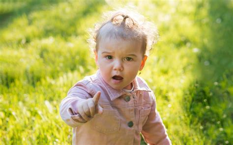 illustratie van een dreumes die trots naar een poster wijst en iets zegt