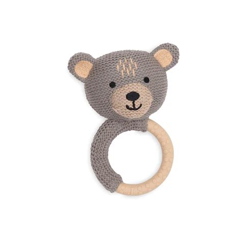 Gedetailleerde afbeelding van de Jollein rammelaar bijtring nijlpaard in grijs