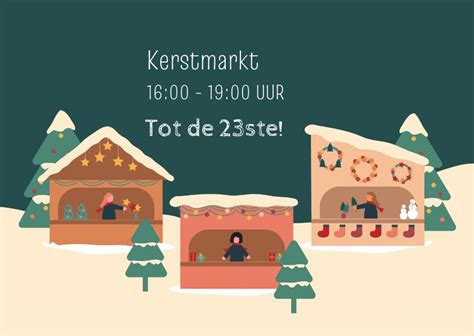 illustratie van een sfeervolle kerstmarkt met kraampjes
