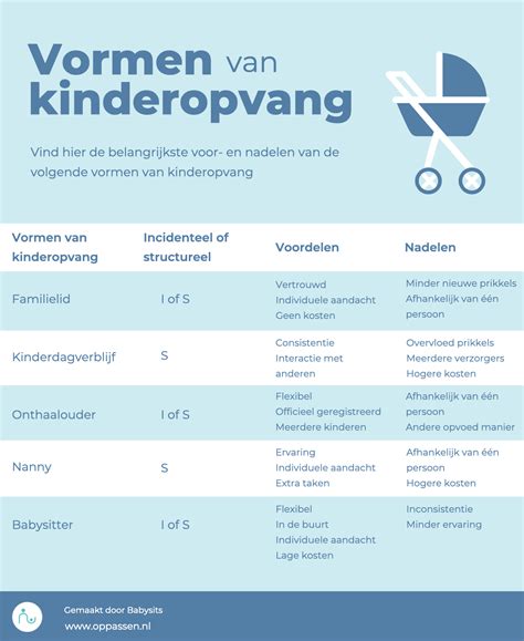 infographic met verschillende vormen van kinderopvang