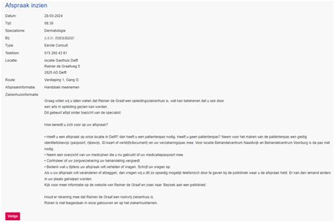 Screenshot van de Rosa-app met een overzicht van beschikbare afspraken