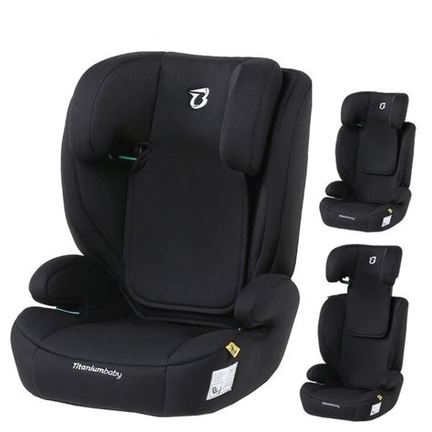 Illustratie van de Titanium Baby Vidar autostoel met een kind van ongeveer 7 jaar oud.