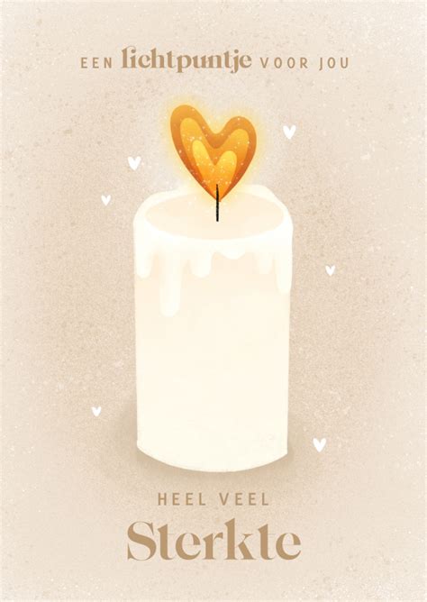Een ingetogen kaartje met een symbolische afbeelding, zoals een kaarsje of een vlinder, met een tekst van medeleven.