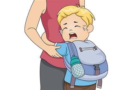 Illustratie van een baby die huilt bij het afscheid nemen van een ouder