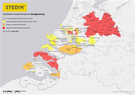 Kaart met het werkgebied van de verloskundigenpraktijk