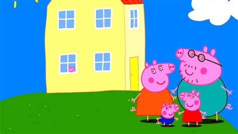 Illustratie van Peppa Pig die lacht met haar vriendjes