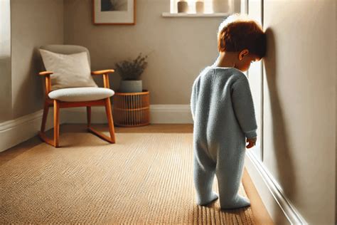 Illustratie van een baby die met zijn hoofd tegen een matras bonkt