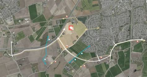 Kaart met het voorgestelde tracé van de Verbindingsweg Tolberg en aansluitingen