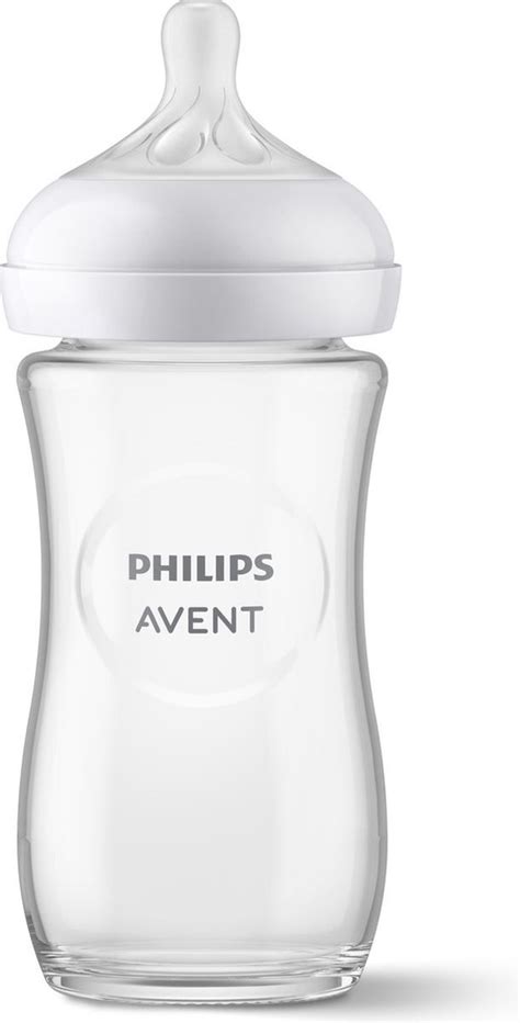 Illustratie van de Philips Avent Natural-fles met een speen die de vorm van een borst nabootst.