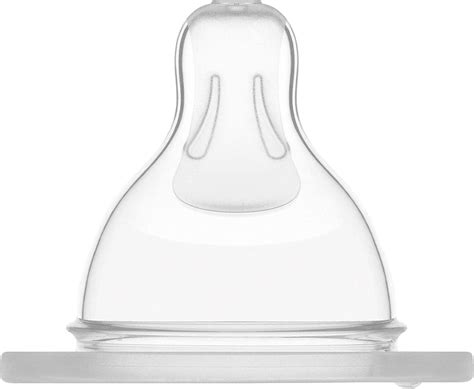 Illustratie van een Dr. Brown's speen die de vorm van een borst nabootst