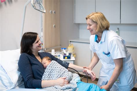 Infographic met de taken van een vroedvrouw na de bevalling: borstvoeding, medische controles, advies